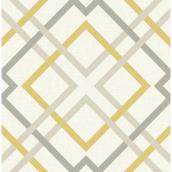 Brewster Wallcovering Geometric Design Saltire Yellow Lattice Wallpaper - Covers 56.4-sq.ft.