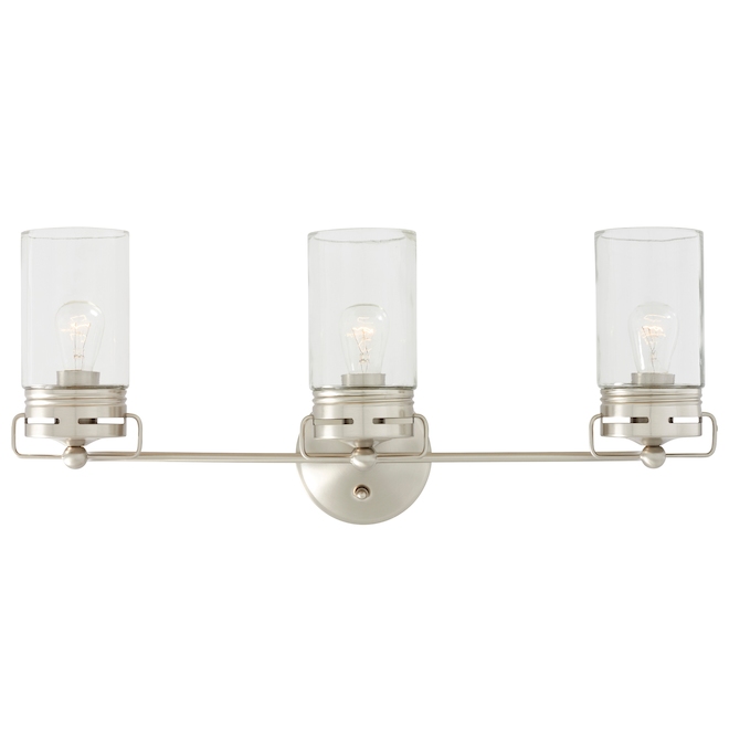 allen + roth Vallymede 24-in W 3-Light Brushed Nickel Transitional Vanity Light