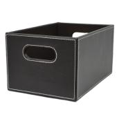 allen + roth Small Brown Faux Leather Storage Bin - 7.13-in