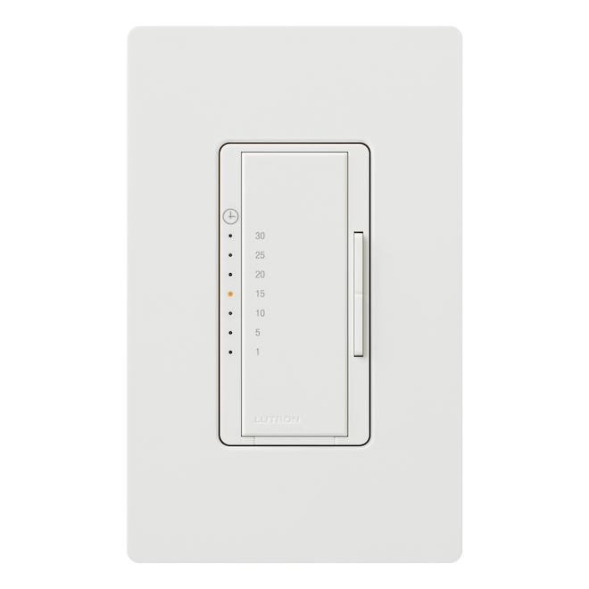 Interrupteur minuterie numérique câblée résidentielle Lutron Maestro simple blanc