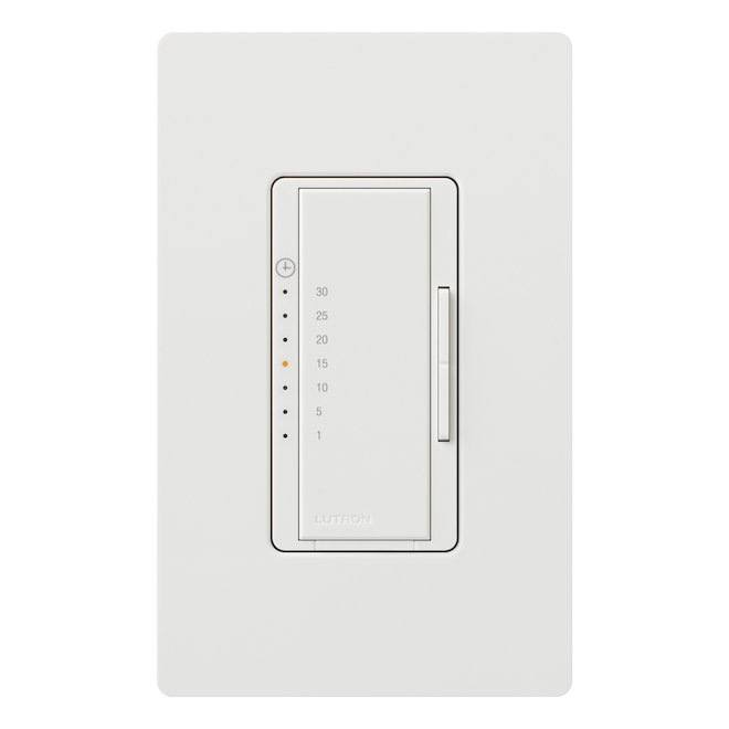 Interrupteur minuterie numérique câblée résidentielle Lutron Maestro simple  blanc