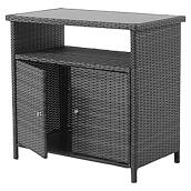 Allen + Roth Savona Patio Sideboard - Wicker/Glass - 35.8-in - Grey