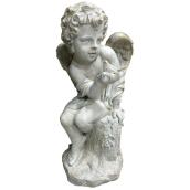 Angelo Decor Sitting Angel with Bird Statue - 28.75-in - Concrete