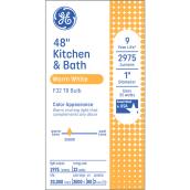 GE 32 W 48-in Warm White G13 Base T8 Kitchen and Bath Linear Fluorescent Tube Light Bulbs - 2/Pk