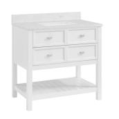 allen + roth Canterbury Collection 36-In 1-Sink 2-Drawer Vanity White Engineered Stone