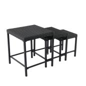 Ensemble de 3 tables gigognes carrées pour patio Allen + Roth en acier et en osier gris