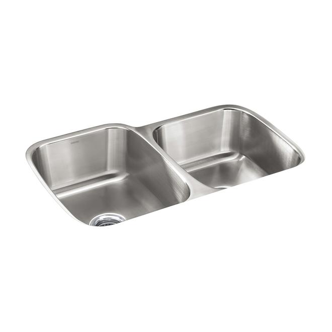 Évier de cuisine double sous plan Sterling McCallister en acier inoxydable de 20,75 po x 31,75 po