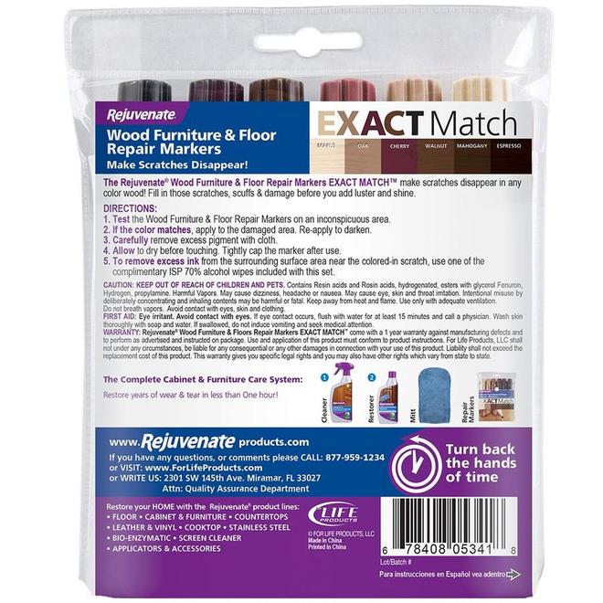 Rejuvenate 6-Pack Assorted Wood Furniture and Floor Repair Markers