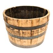 Real Wood Products Genuine Oak Barrel Planter - 25.5 x 17.5-in
