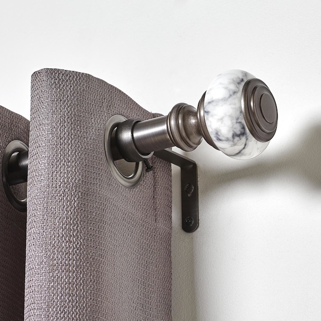 Allen + Roth Marbello 36-in to 72-in Steel Nickel Finish Curtain Rod