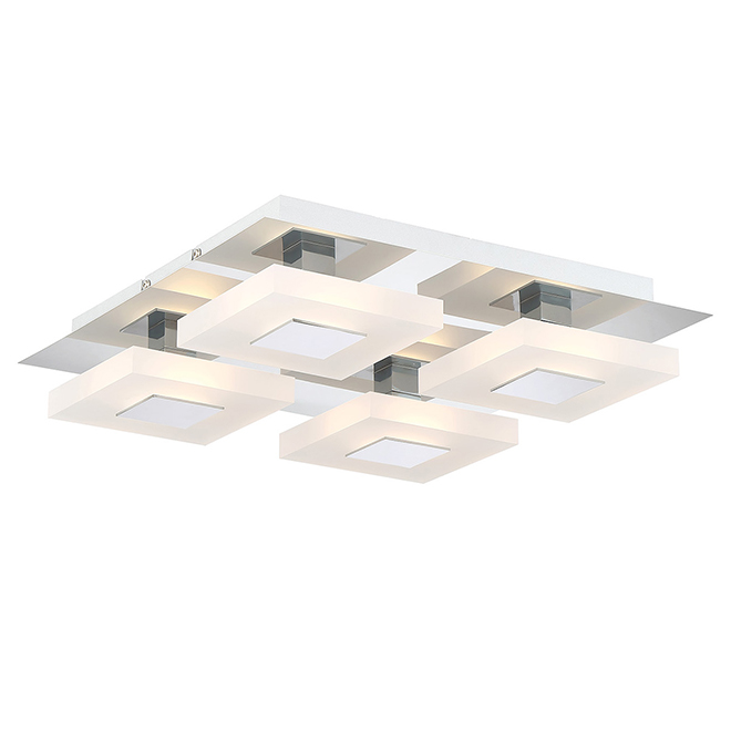 Designer Home 4-Light LED Semi-Flush Mount - Squares - 13.8-in - Chrome