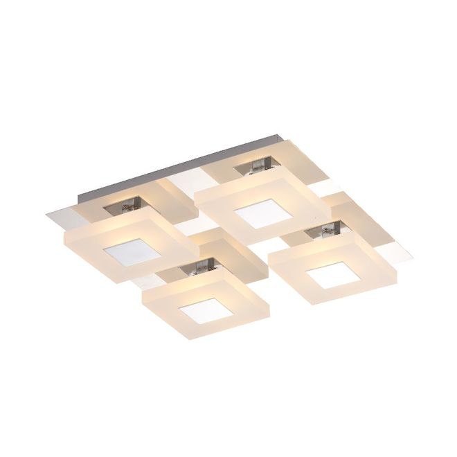 Designer Home 4-Light LED Semi-Flush Mount - Squares - 13.8-in - Chrome