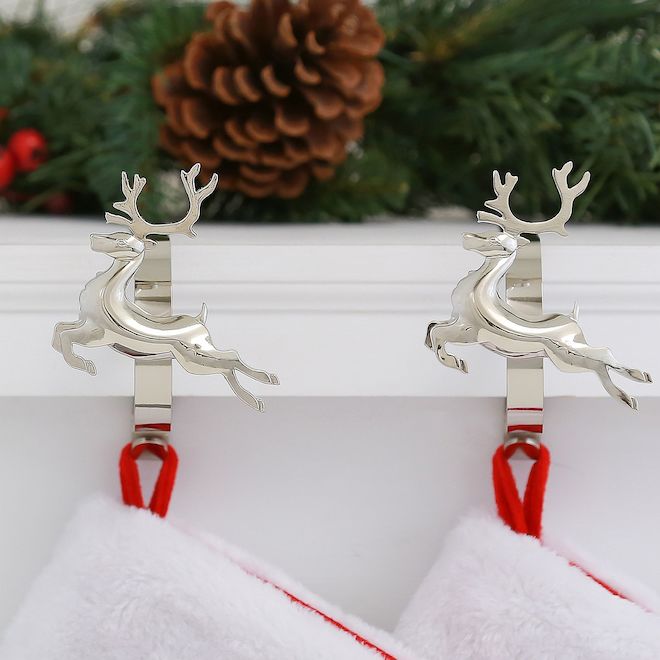 Reindeer Stocking Clip - Silver Finish - 2/Pack