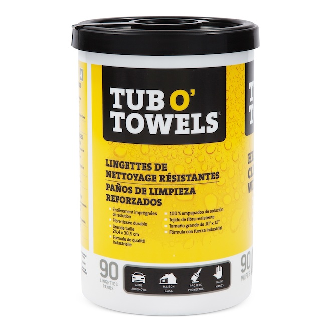 Lingettes nettoyantes Tub O' Towels en poly coton (90 unités/pqt)