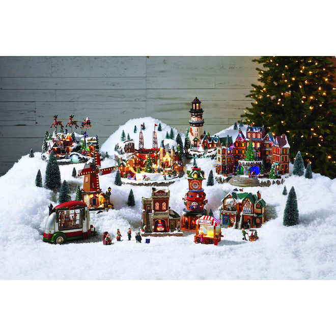 Figurines de village de Noël, chiens multicolore 5/pqt