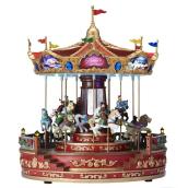 CELEBRATIONS BY L&CO Rosie's Lighted Musical Electrical Carousel Polyresin Multicolour 12-in x 12-in x 14-in