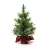 Sapin centre de table, 16" x 12", PVC, vert et rouge