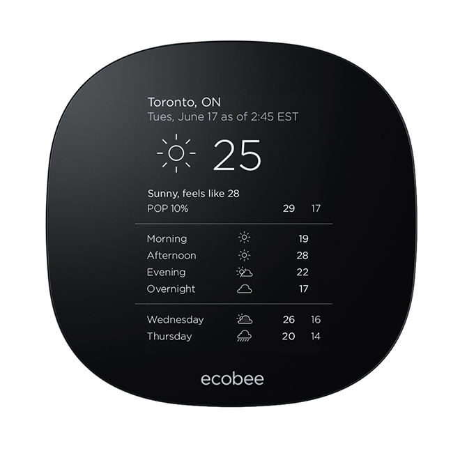 Thermostat intelligent ecobee3 lite, programmable, noir