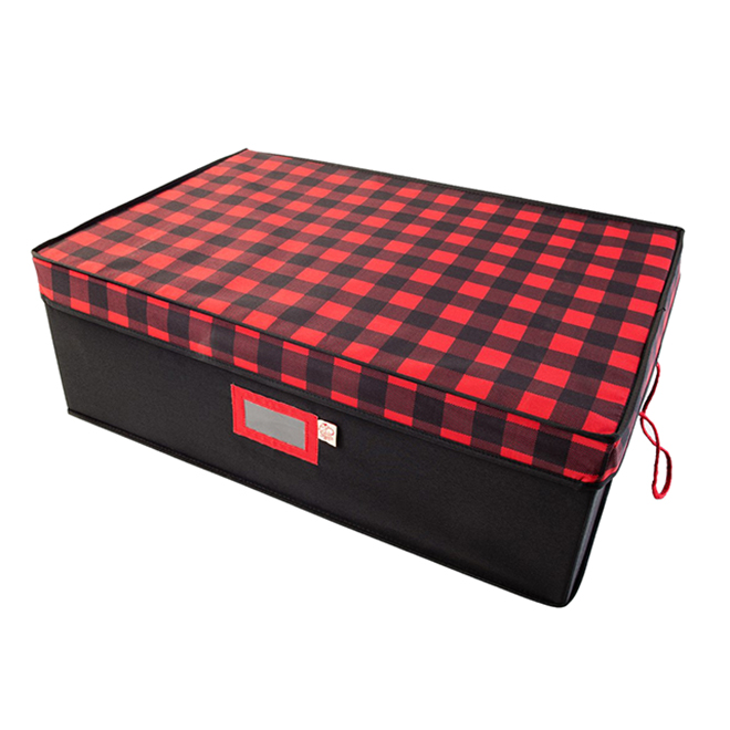 24 Ornament Storage Box Black And Red