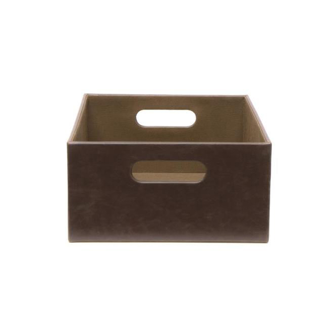 allen + roth Vintage Dark Brown Medium Faux Leather Storage Bin