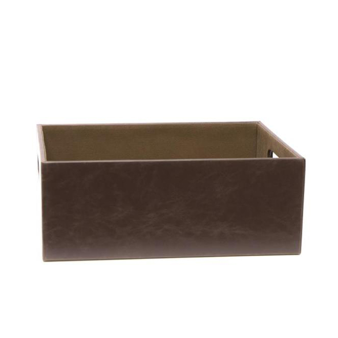 allen + roth Vintage Dark Brown Medium Faux Leather Storage Bin