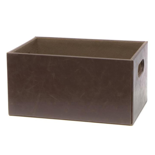 allen + roth Vintage Dark Brown Small Faux Leather Storage Bin