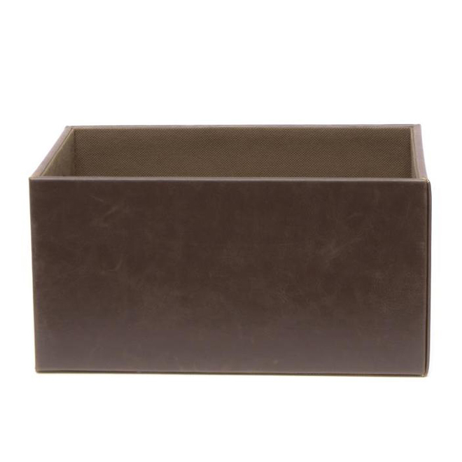 allen + roth Vintage Dark Brown Small Faux Leather Storage Bin