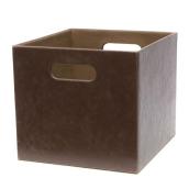 allen + roth Vintage Dark Brown Large Faux Leather Storage Bin