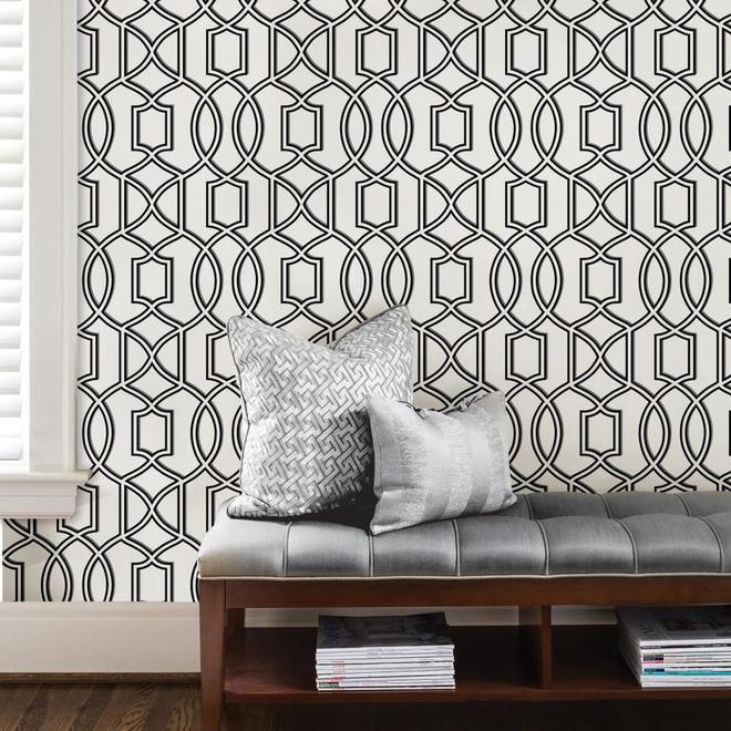 NuWallpaper Peel and Stick Black Vinyl Geometric Wallpaper