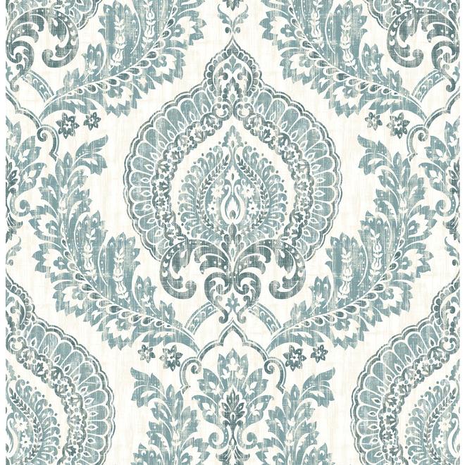 NuWallpaper Peel and Stick Blue Vinyl Damask Wallpaper