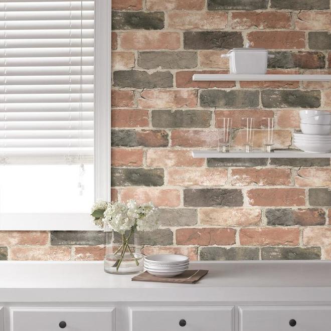 NuWallpaper Newport Reclaimed Brick Peel and Stick Wallpaper