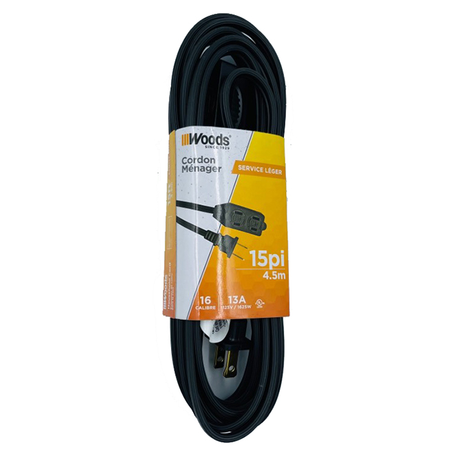 Woods 15-ft 2-Prong Indoor Light Duty General Extension Cord