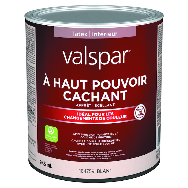 Apprêt Valspar au latex haut pouvoir cachant 946 ml blanc mat