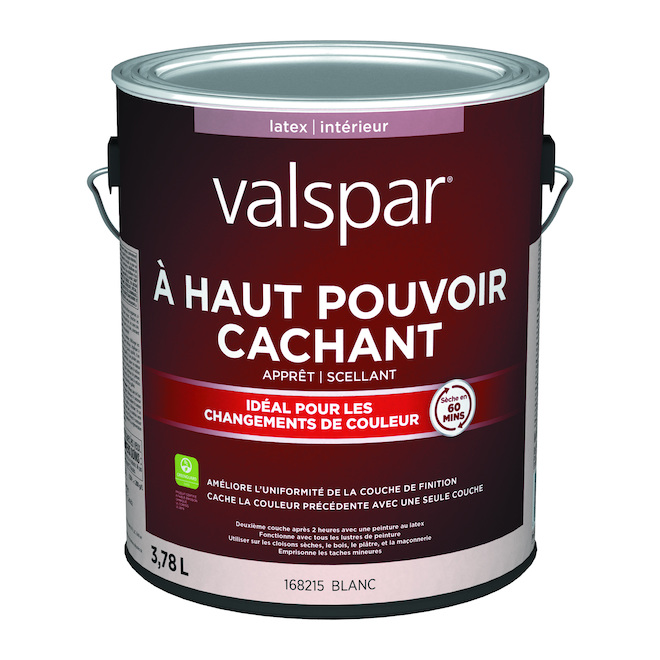 Apprêt Valspar au latex haut pouvoir cachant 3,78 ml blanc mat