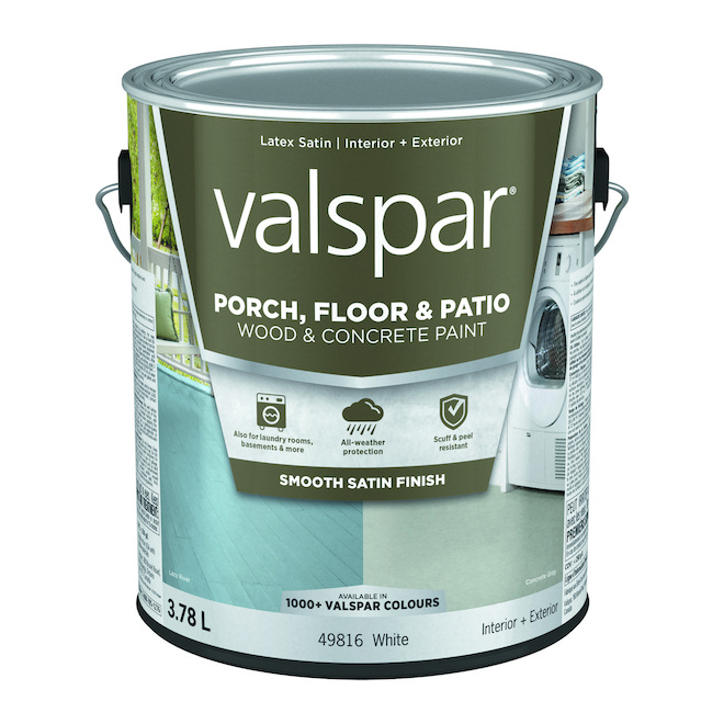 Valspar 3.78-L Satin White Interior and Exterior Acrylic Proch and Floor Paint