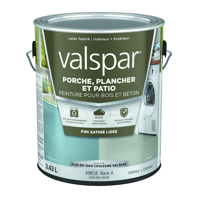 Peinture plancher et patio à l'acrylique Valspar Base 4 satiné 3,43 L