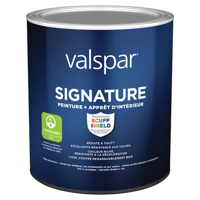 Peinture d'intérieur acrylique et apprêt blanc mat Valspar Signature, base A, 916 ml