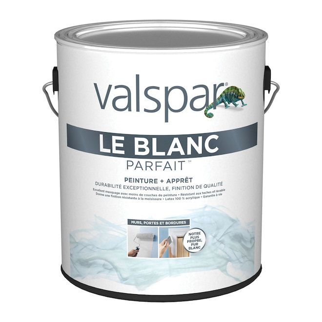 Peinture et apprêt Valspar, blanc parfait, semi-lustré (3,78 L)