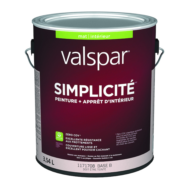 Peinture avec apprêt Simplicity Valspar intérieur blanc ultra 3,54 l