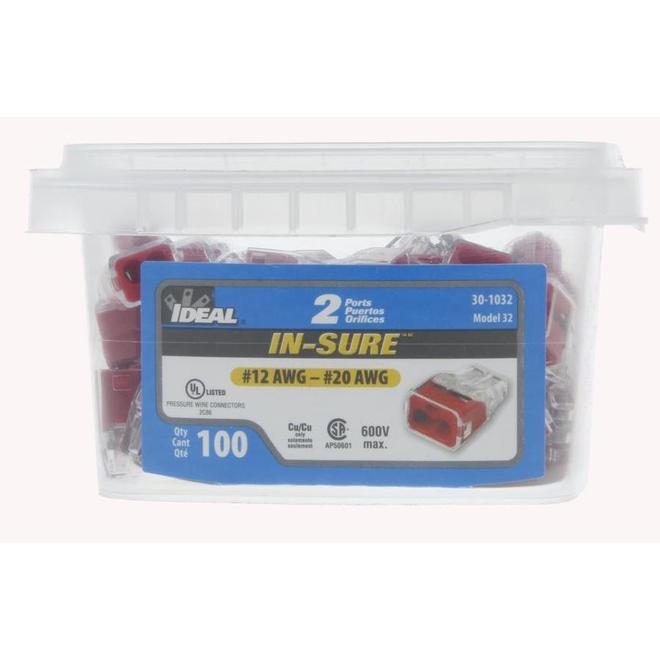 IDEAL INDUSTRIES INC IDEAL PushIn Wire Connector 2Port Red 100CT 30