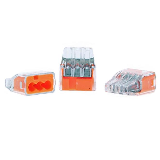 IDEAL Push-In Wire Connector 3-Port Orange 100-CT