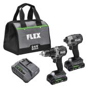 Flex 2-Tool 24-Volt Lithium Ion Brushless Power Tool Combo Kit with Soft Case Charger and 2-Batteries Included