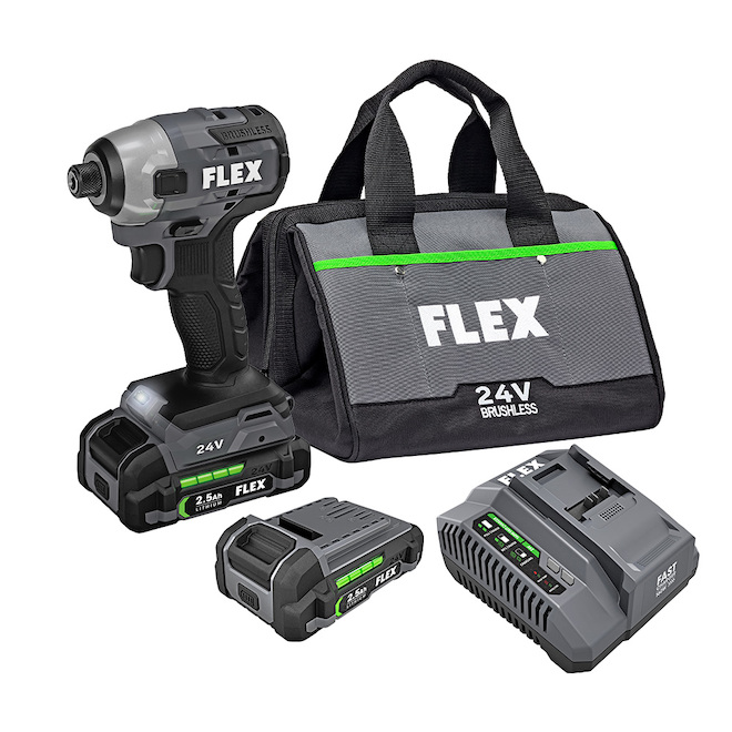 Flex 24-V 1/4-in Impact Driver - Variable Speed - Cordless - 2 Batteries, Charger and Bag Included