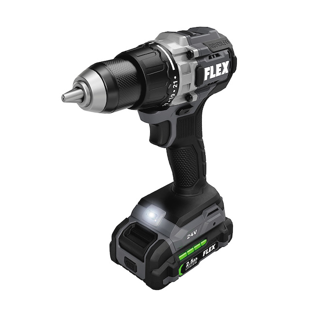Flex 24-V 4-Tool Kit - Drill, Driver, Reciprocating Saw and Lamp - 2 Batteries, Charger and Bag