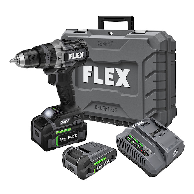 Flex 24-V 1/2-in Cordless Hammer Drill Kit - Variable Speed - 2 Batteries Included