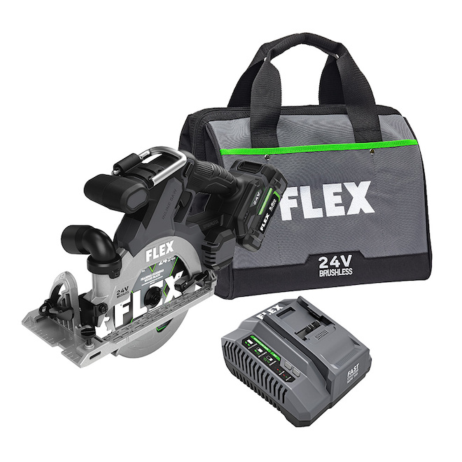 Flex 24-V Cordless Circular Saw Set - Charger, Battery and Bag Included - Brushless Motor - 6 1/2-in