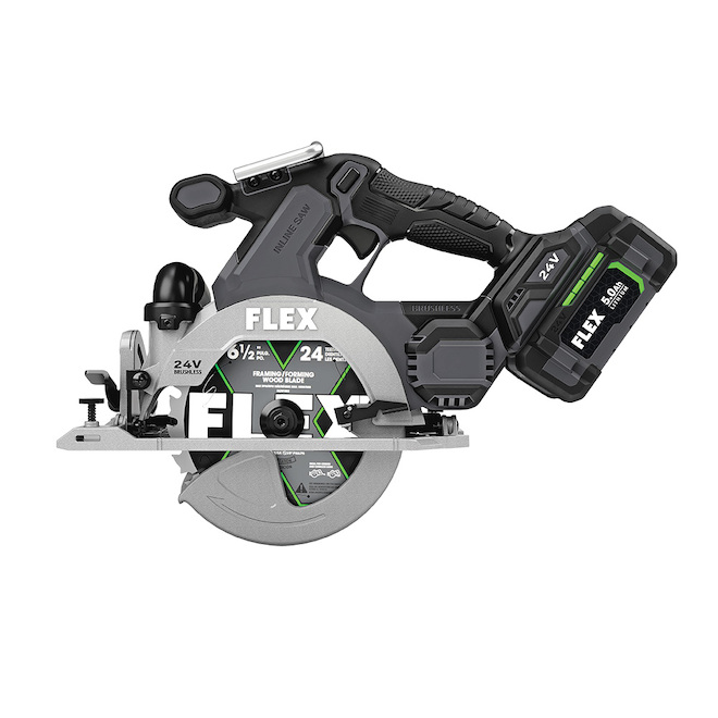 Flex 24-V Cordless Circular Saw Set - Charger, Battery and Bag Included - Brushless Motor - 6 1/2-in
