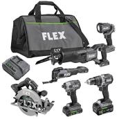 Flex 24-V Cordless 6-Tool Set - Brushless Motors - Includes Charger, Bag and 2 Batteries