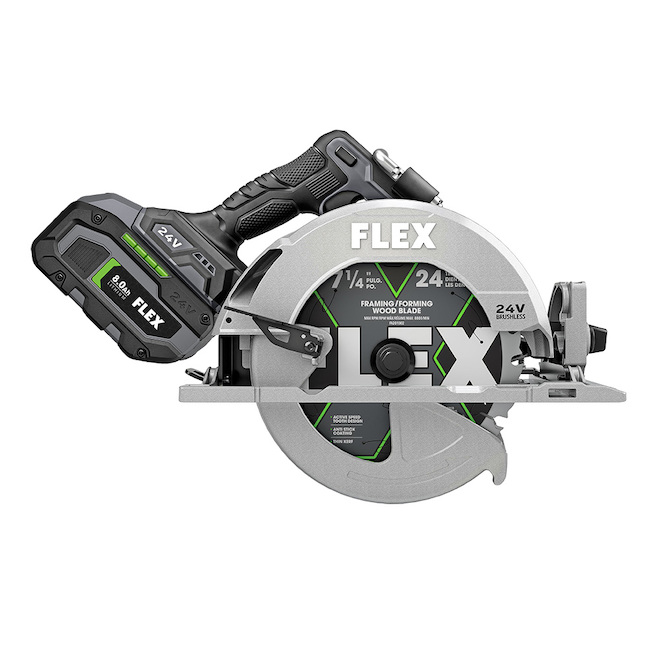 Scie circulaire Flex 24 V sans fil, 7 1/4 po, batterie, chargeur et sac de transport inclus