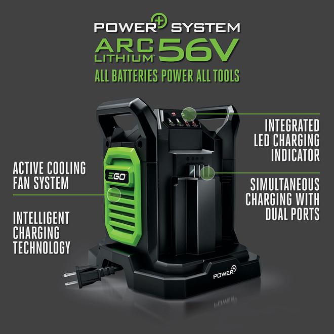 EGO POWER+ 56-Volt Lithium Ion Dual Charger with 4-Level Charge Indicator LED Light Accessory Only
